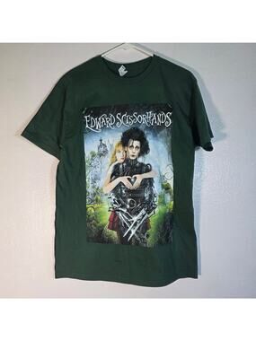 Edward Scissorhands Graphic T Shirt Mens Medium Green Movie Gothic Horror Tee